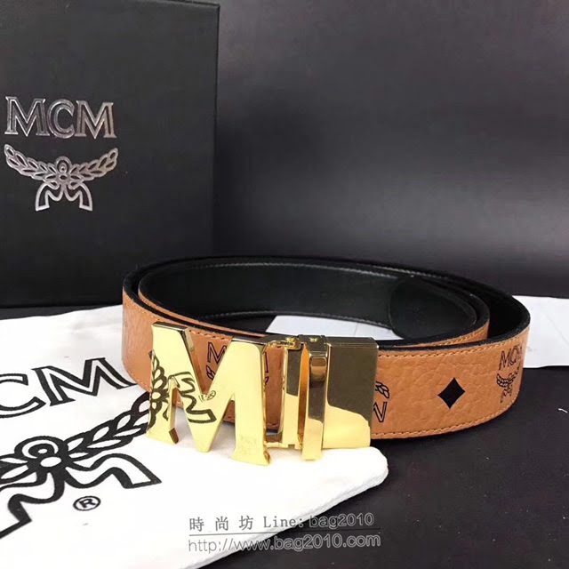 MCM皮帶 專櫃同步 原單 韓國雙面進口頭層皮 mcm腰帶  mdmc1357